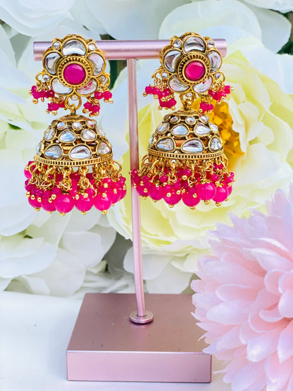 Kundan  Pearl Jhumki Earrings | Plastic Kundan