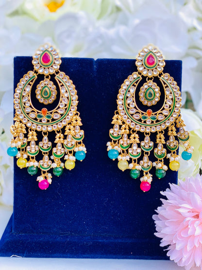 Naya Pakistani Kundan Polki Earrings | Lightweight | Simzdesignz |