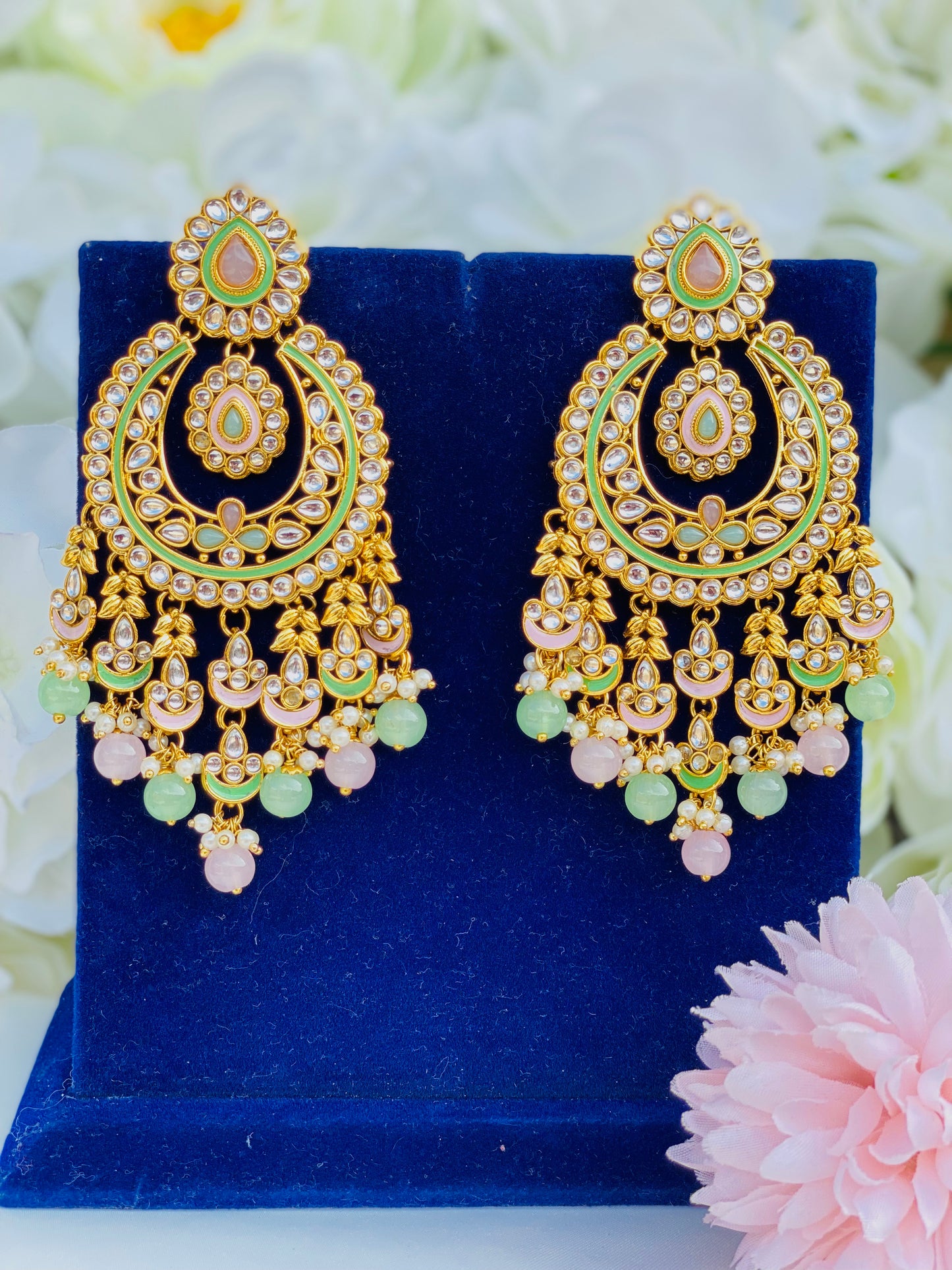 Naya Pakistani Kundan Polki Earrings | Lightweight | Simzdesignz |