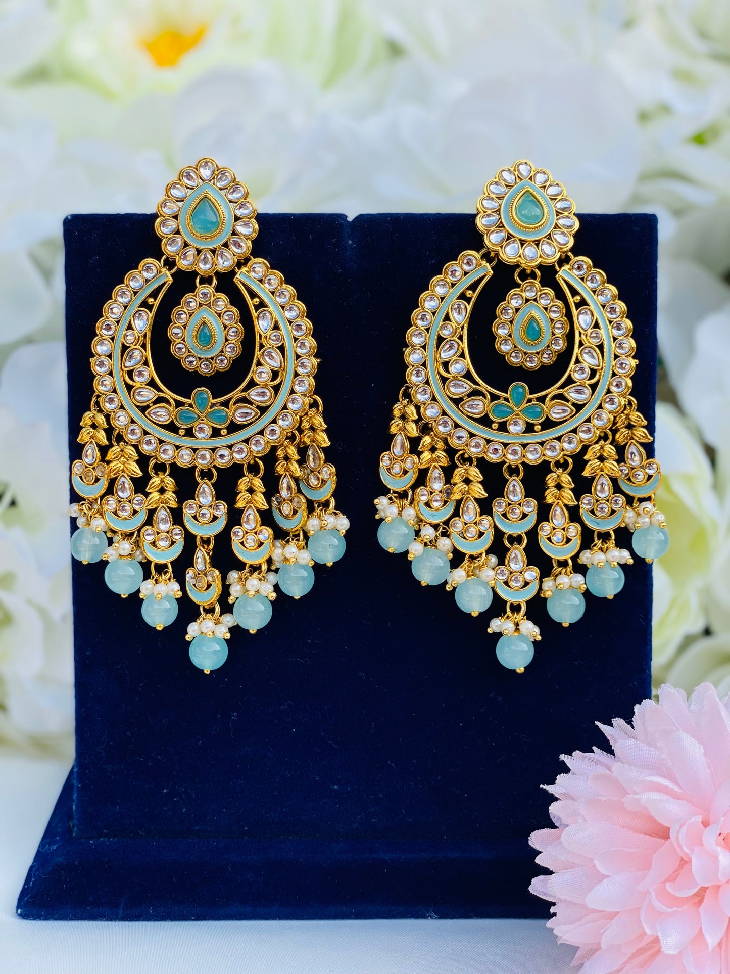 Naya Pakistani Kundan Polki Earrings | Lightweight | Simzdesignz |