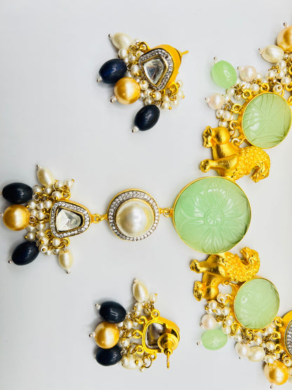 Rajni Fusion Necklace With Pearl And Tyani Stones | Simzdesignzz |