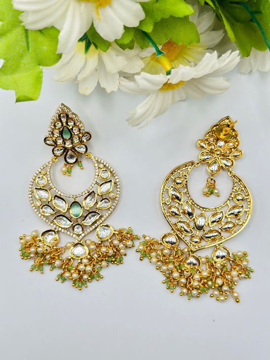 Stunning Mint Tyani Kundan Earrings | Simzdesignzz |