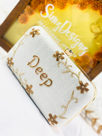 Ivory Cream Handcrafted Clutch | Simzdesignz|