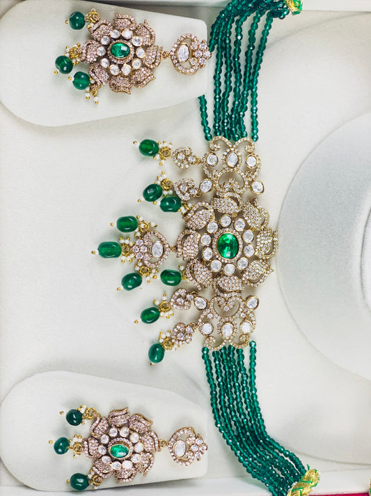 Victorian Black  Finish Kundan Necklace Set |High Quality|Simzdesignz|