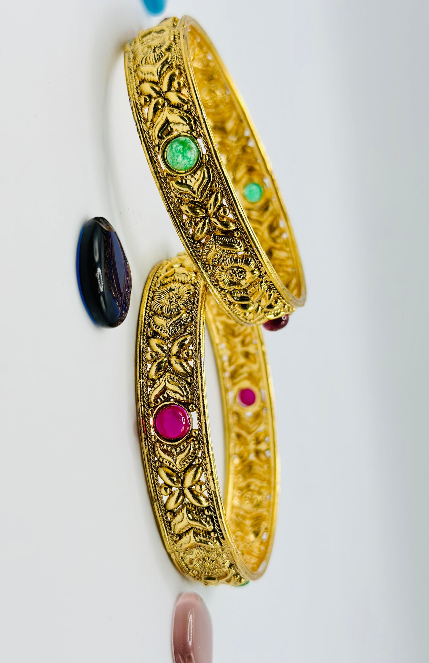 Ruby-Green Gold-Plated Bangles | Simzdesignzz |