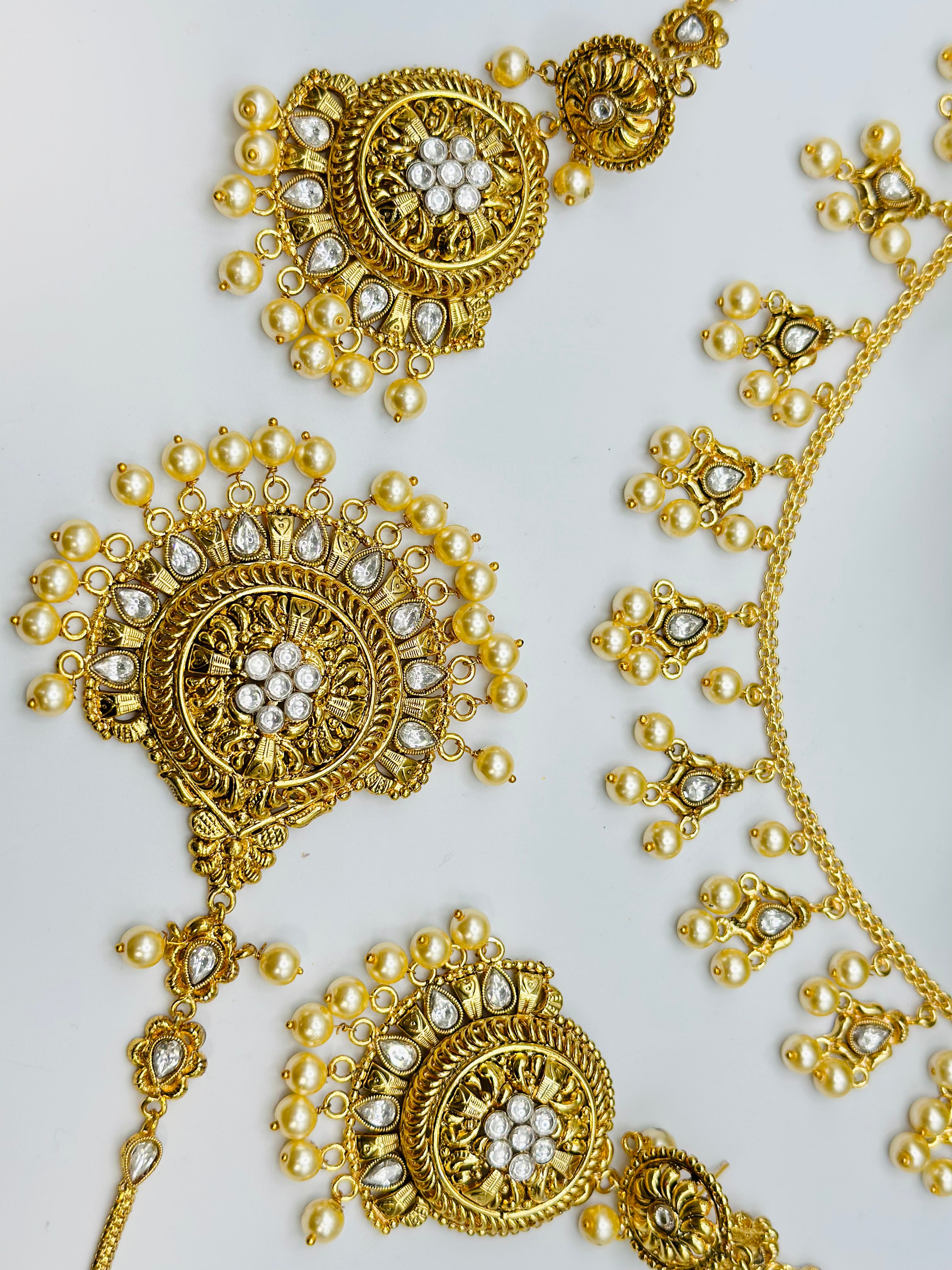 Zeenat Neckline Gold-Plated Necklace Set | 1 GM | Simzdesignzz |