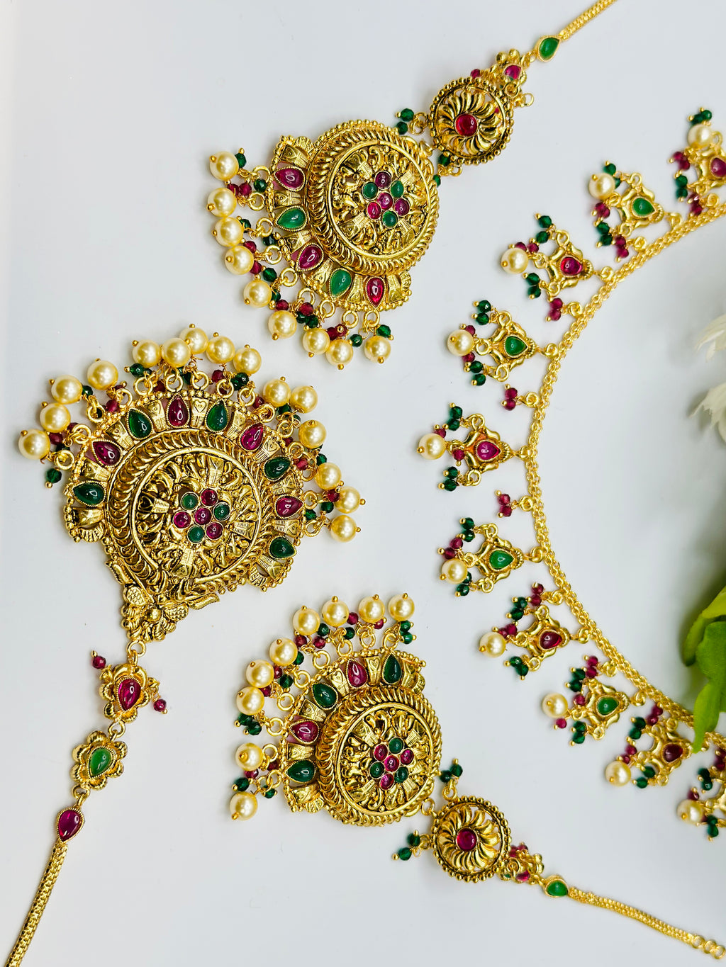 Zeenat Neckline Gold-Plated Necklace Set | 1 GM | Simzdesignzz |