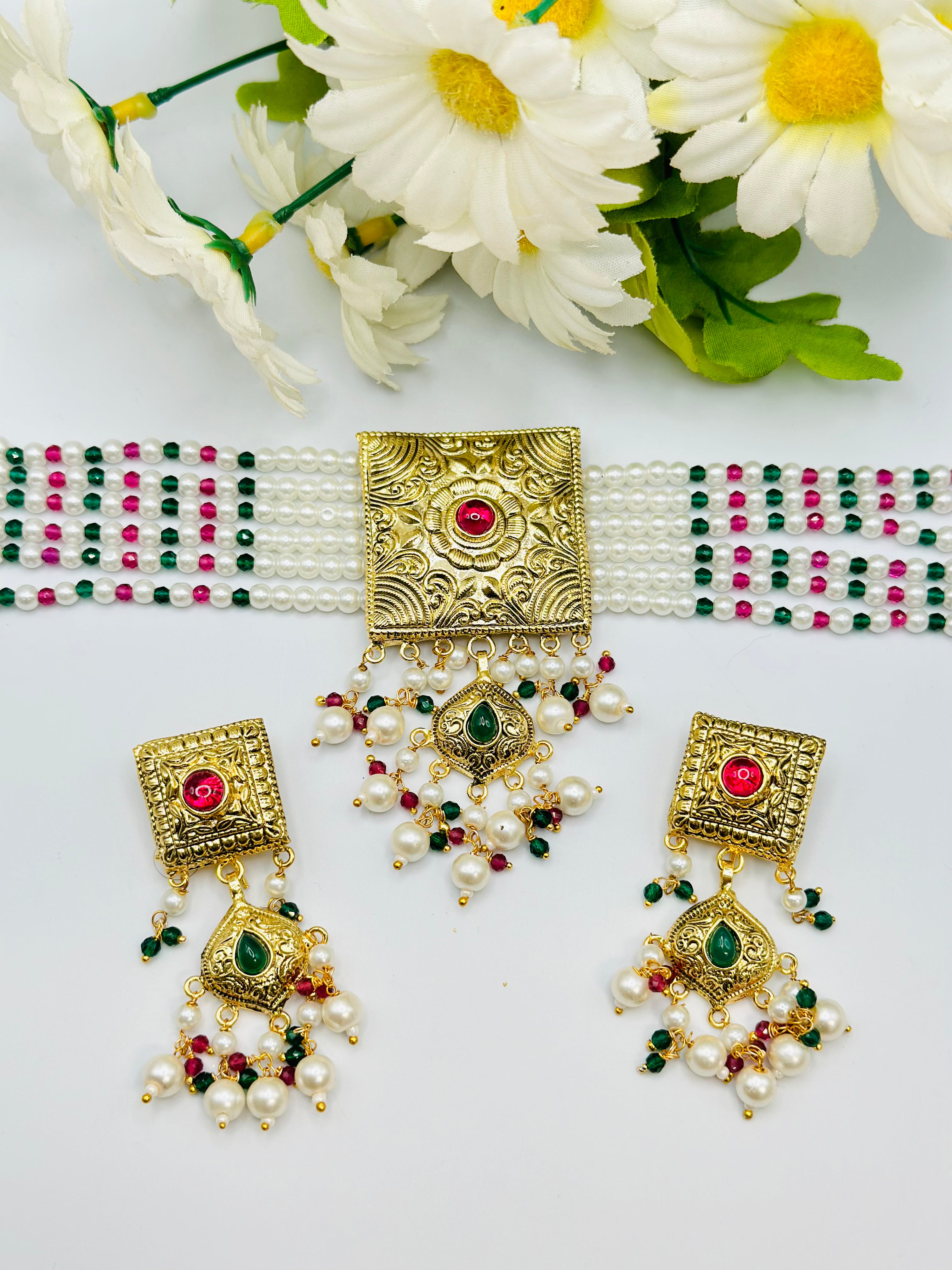 1GM Gold-Plated Choker Necklace Set | Simzdesignz |