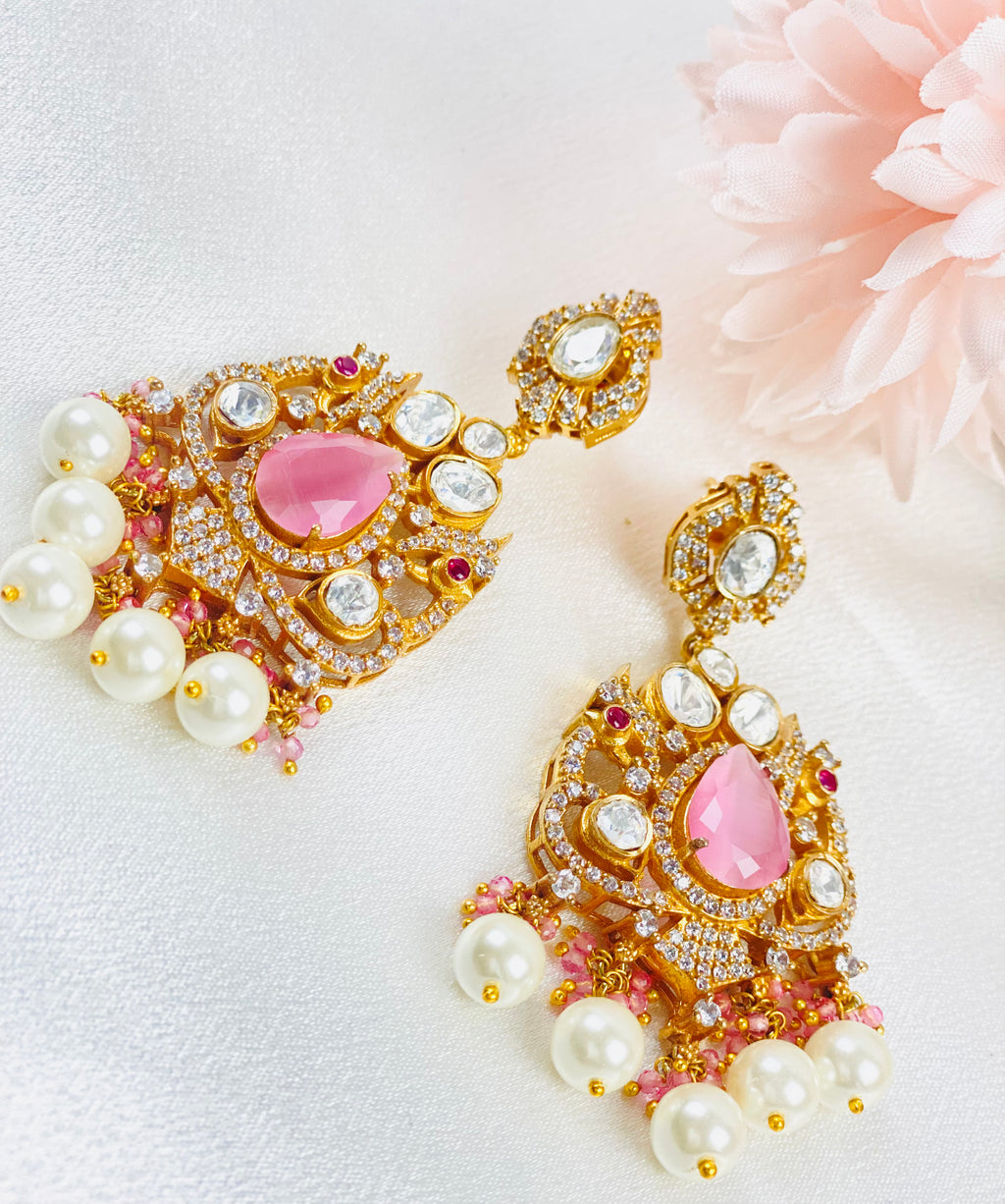 92.5 | Moissanite Real emerald Beads Earrings |Simzdesignz | Victorian Finish |