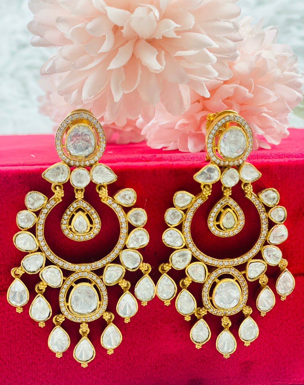 Moissanite Polki Earrings | 925 Sterling Silver | Simzdesignz |