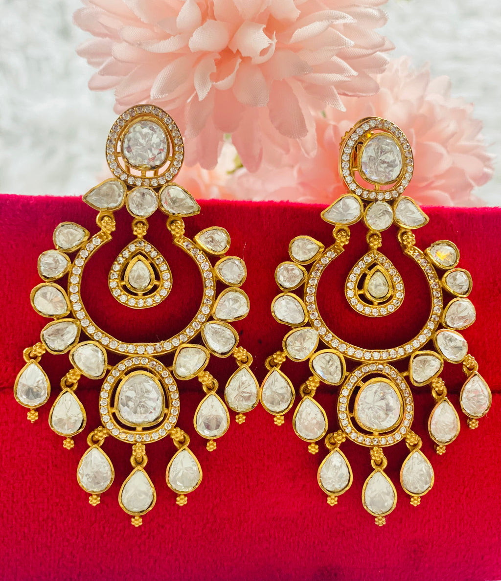 Moissanite Polki Earrings | 925 Sterling Silver | Simzdesignz |