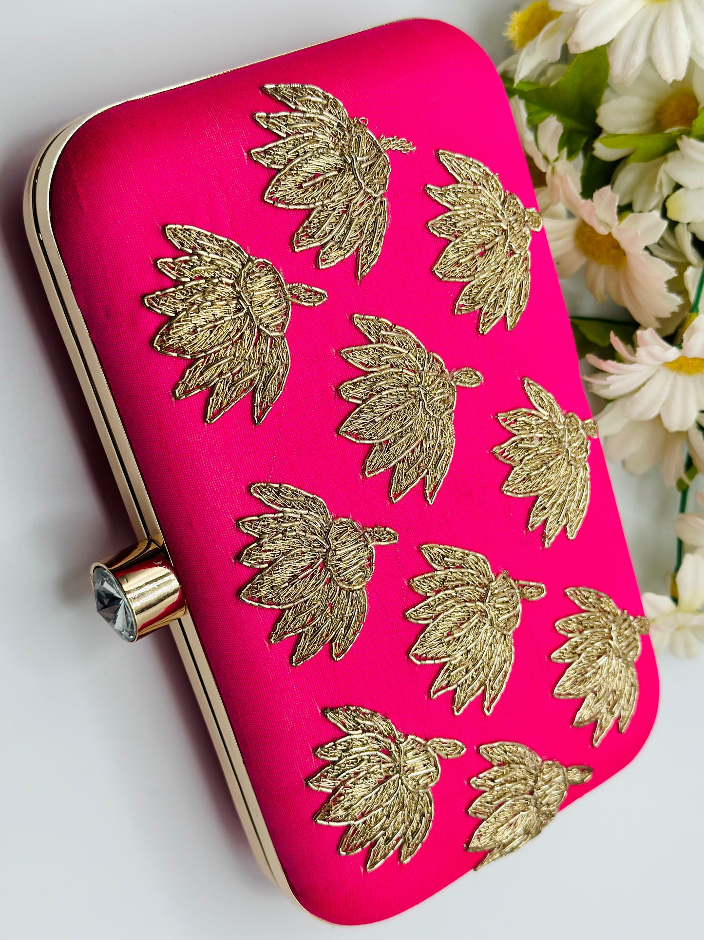 Lotus Flower Handcrafted Clutch | Simzdesignzz |