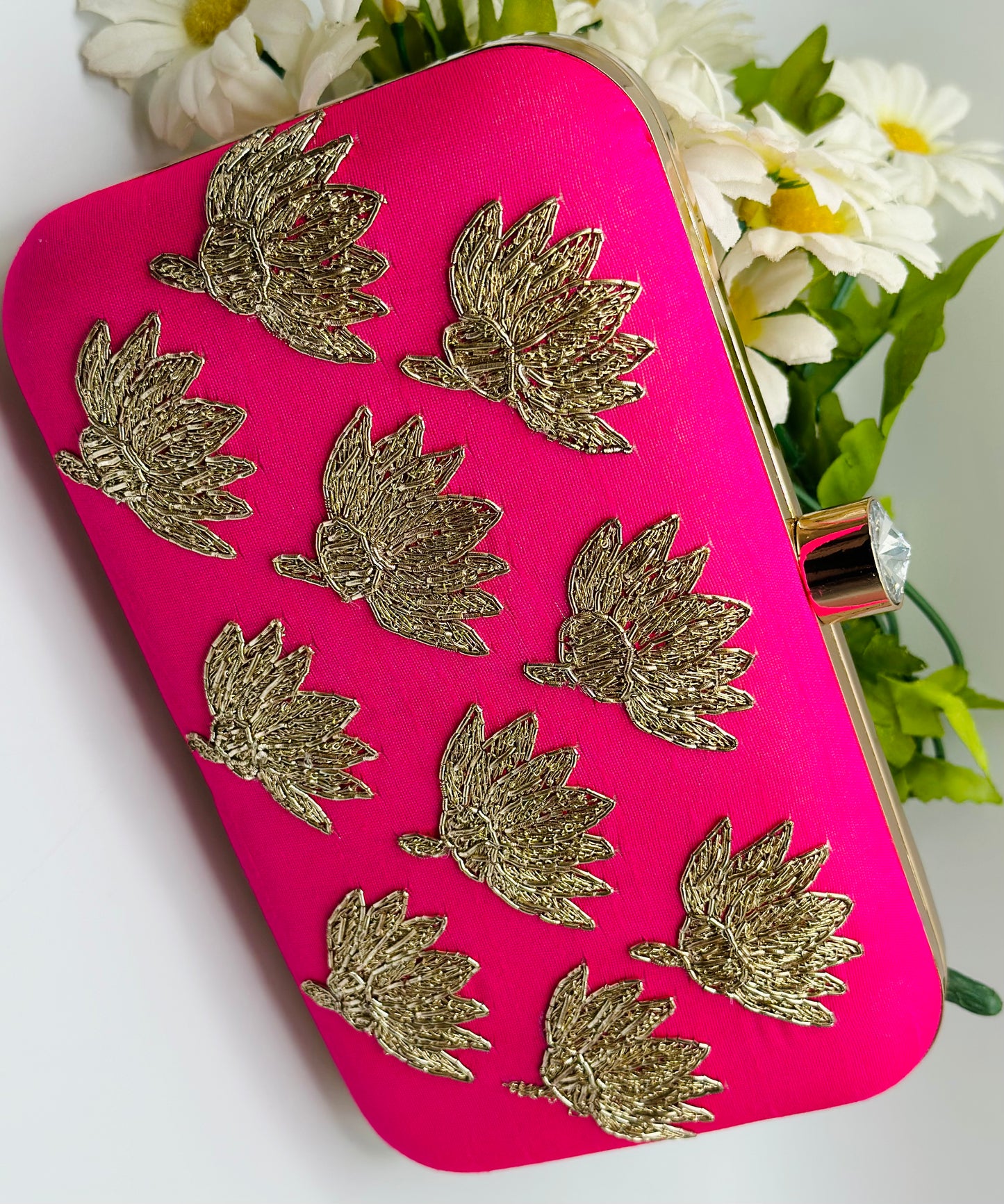 Lotus Flower Handcrafted Clutch | Simzdesignzz |