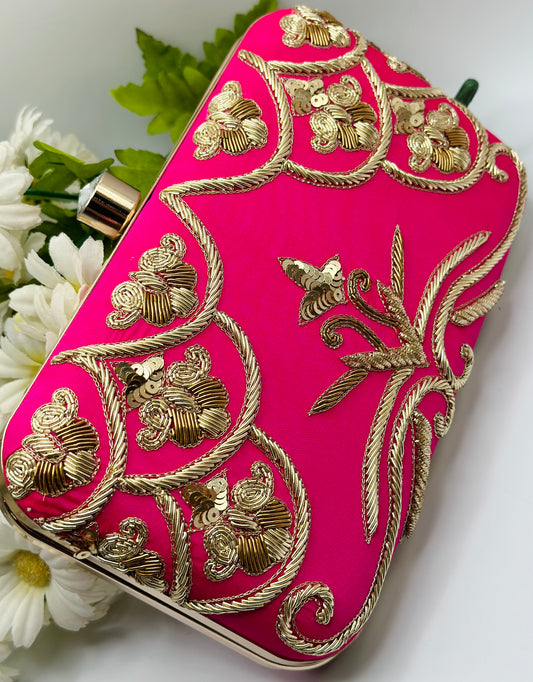 Maganta Embroidered Velvet Handcrafted Clutch | Simzdesignzz |