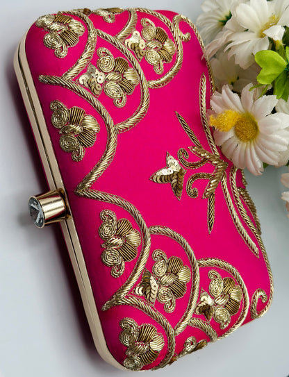 Maganta Embroidered Velvet Handcrafted Clutch | Simzdesignzz |