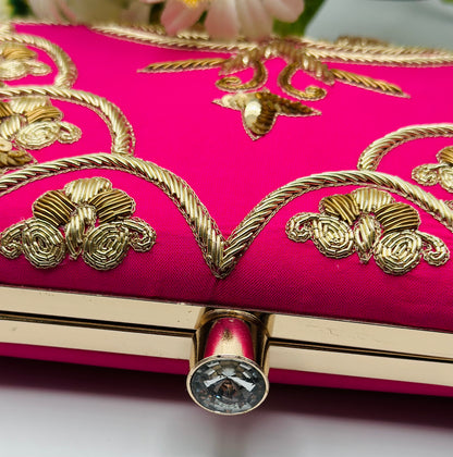 Maganta Embroidered Velvet Handcrafted Clutch | Simzdesignzz |