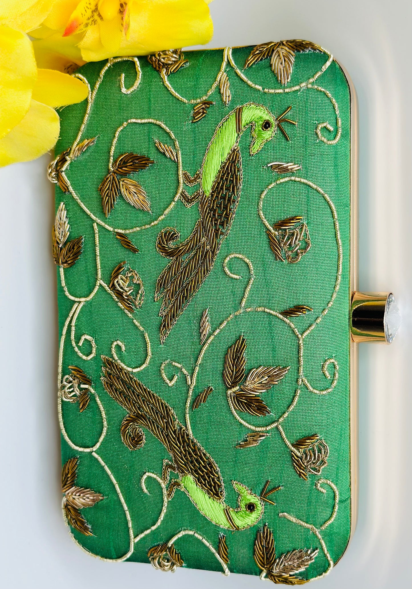 Peacock Embroidered Handcrafted  Clutch | Simzdesignzz |