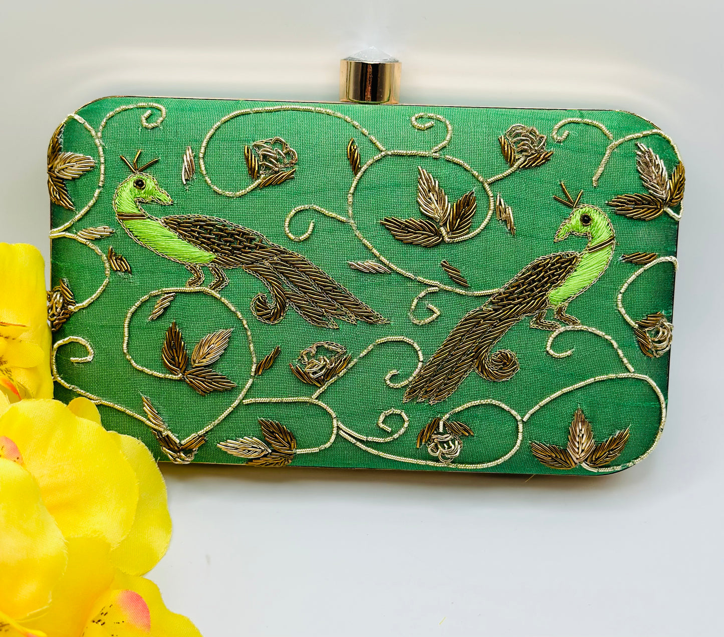 Peacock Embroidered Handcrafted  Clutch | Simzdesignzz |