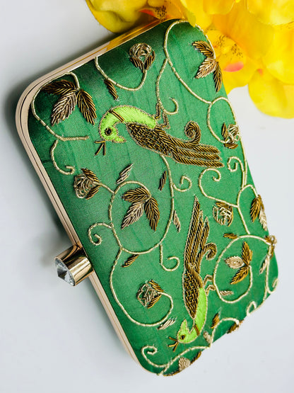 Peacock Embroidered Handcrafted  Clutch | Simzdesignzz |