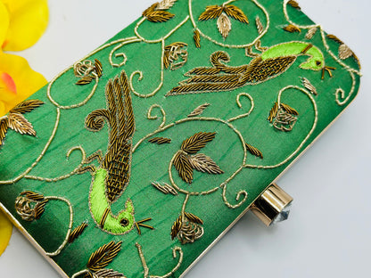 Peacock Embroidered Handcrafted  Clutch | Simzdesignzz |