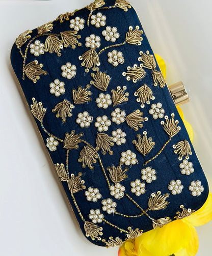 Navy Blue Handcrafted Clutch | Simzdesignzz |