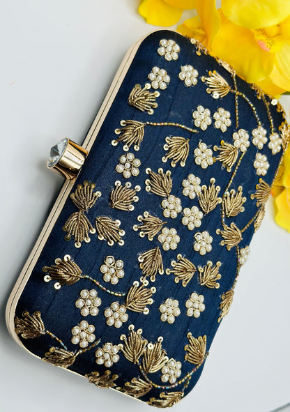 Navy Blue Handcrafted Clutch | Simzdesignzz |