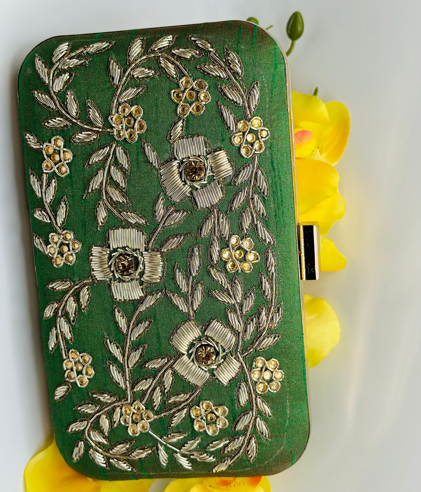 Rose Embroidered Handcrafted Clutch | Simzdesignzz|