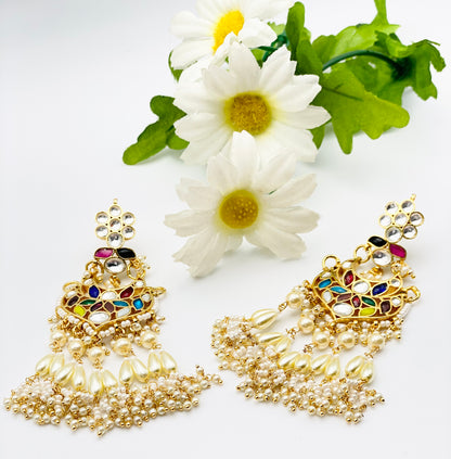 Stunning Pachi Kundan Earrings Embroidered With Colourful Stone Beads | Simzdesignzz |