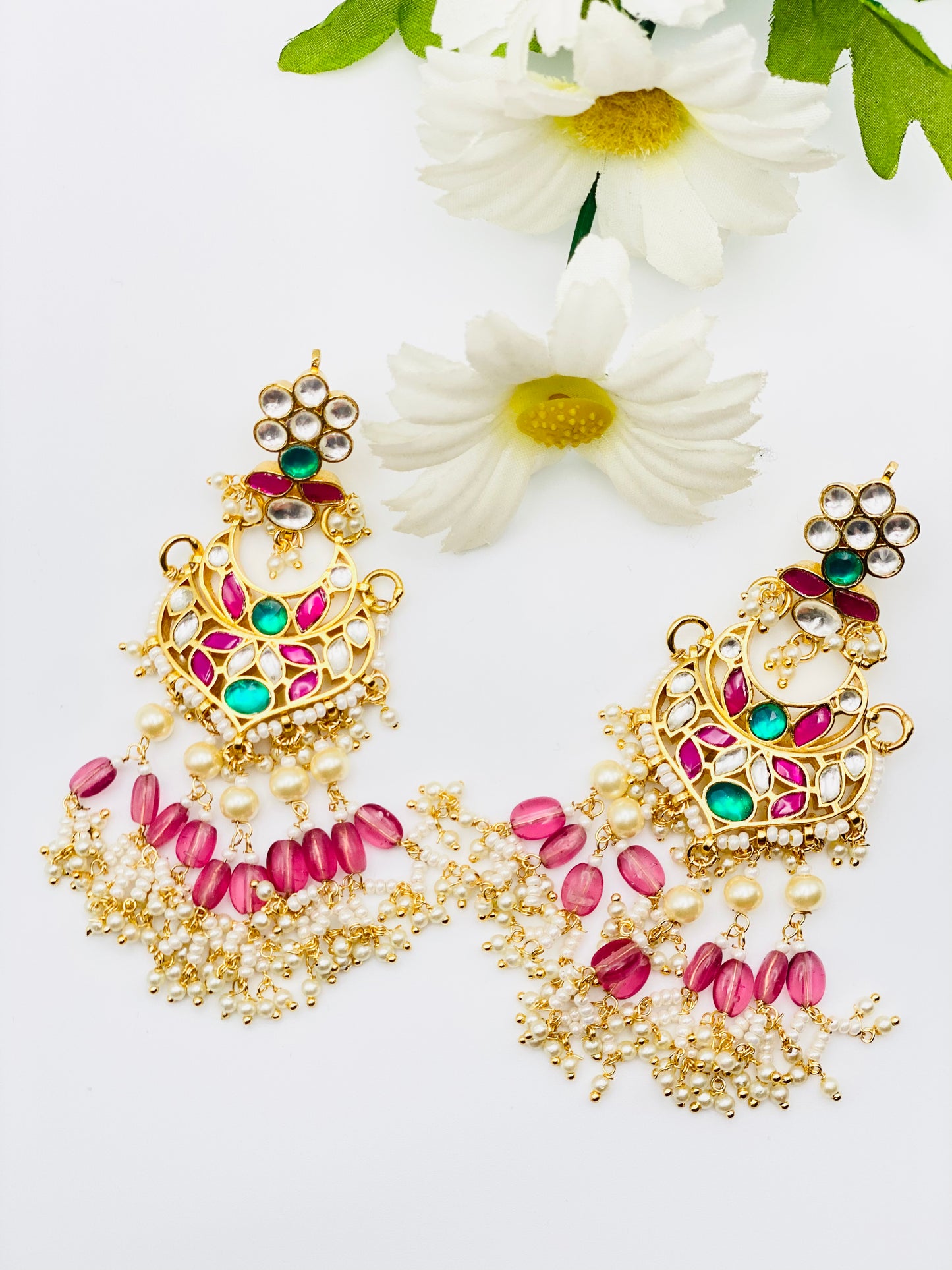 Stunning Pachi Kundan Earrings Embroidered With Colourful Stone Beads | Simzdesignzz |