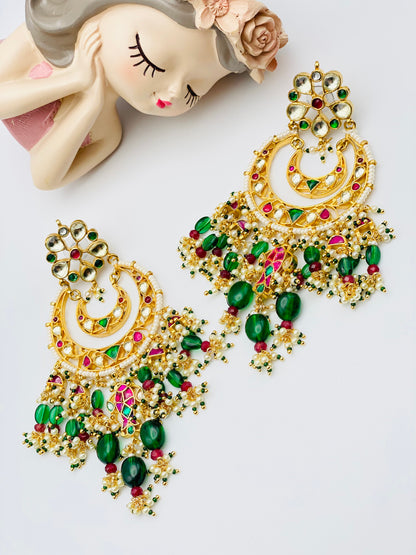 Bollywood-Style Pachi-Kundan Earrings | Simzdesignzz |