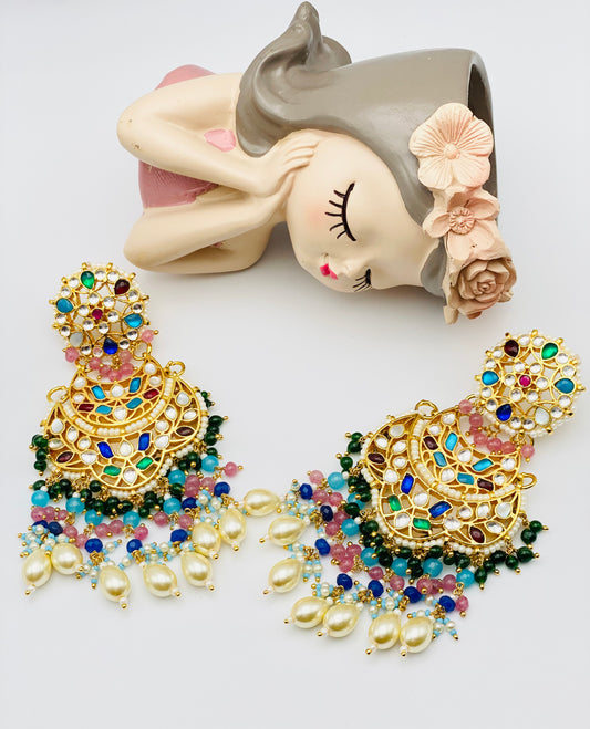 Stunning Multi Pachi-Kundan Earrings | Simzdesignzz |