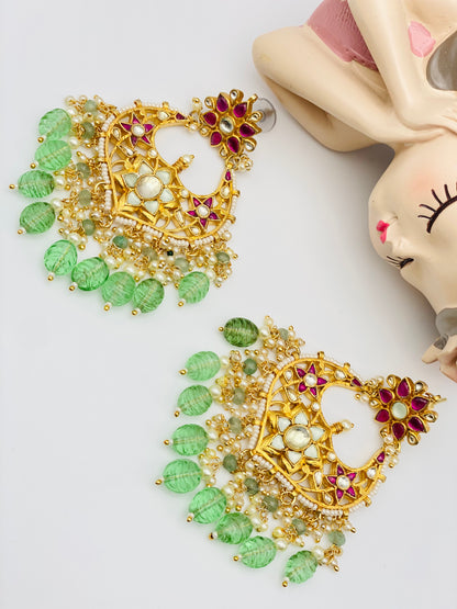 Mint-Ruby Pachi-Kundan Earrings | Simzdesignz |