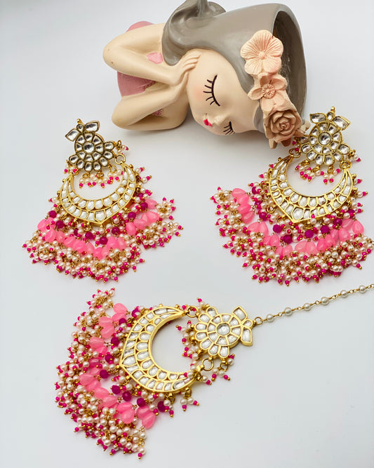 Stunning Pachi-Kundan Chandbali Earrings With Oversize Tikka | Simzdesignz |