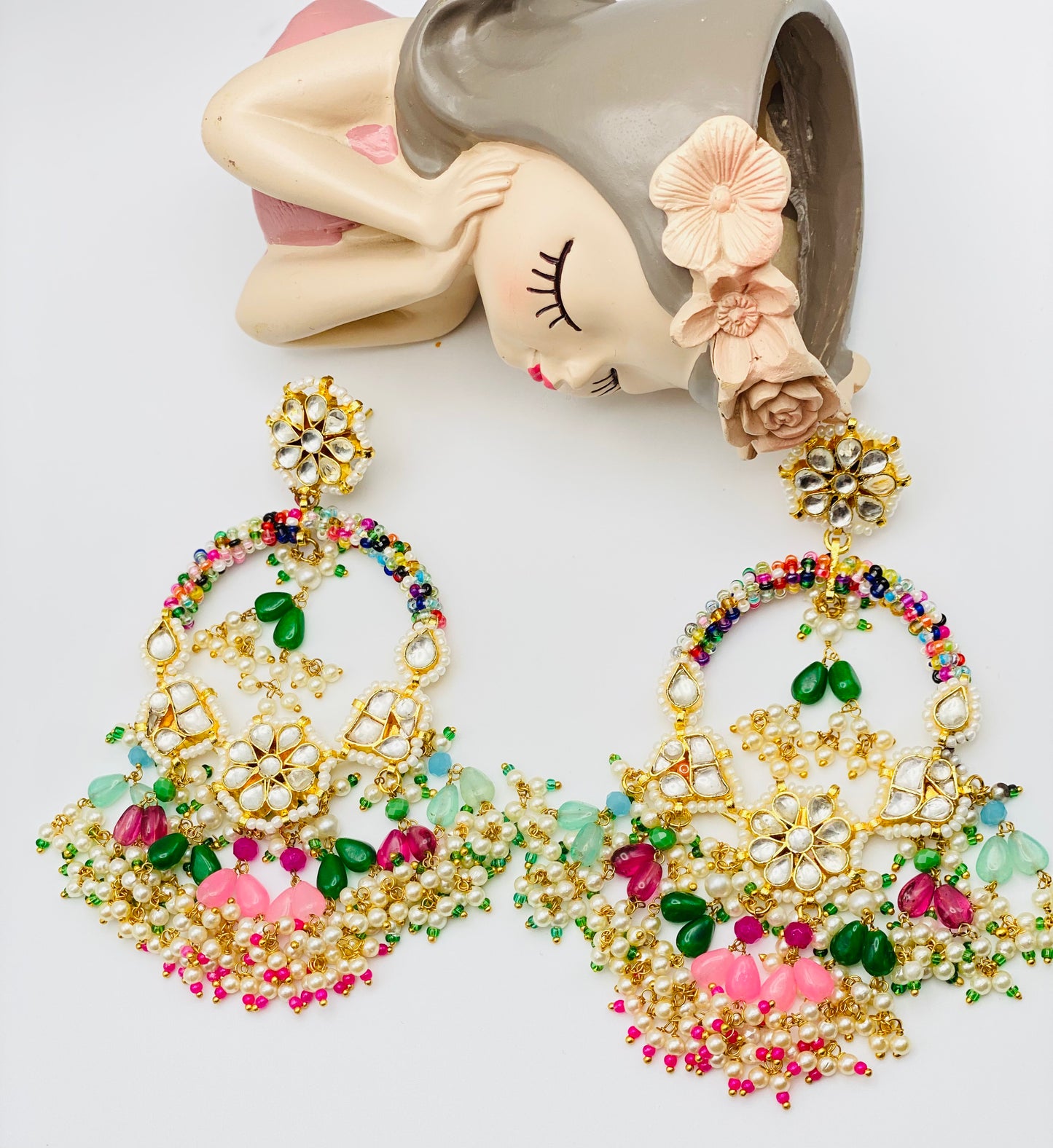 Versatile  Oversized  Pachi-Kundan Earrings | Simzdesignzz |