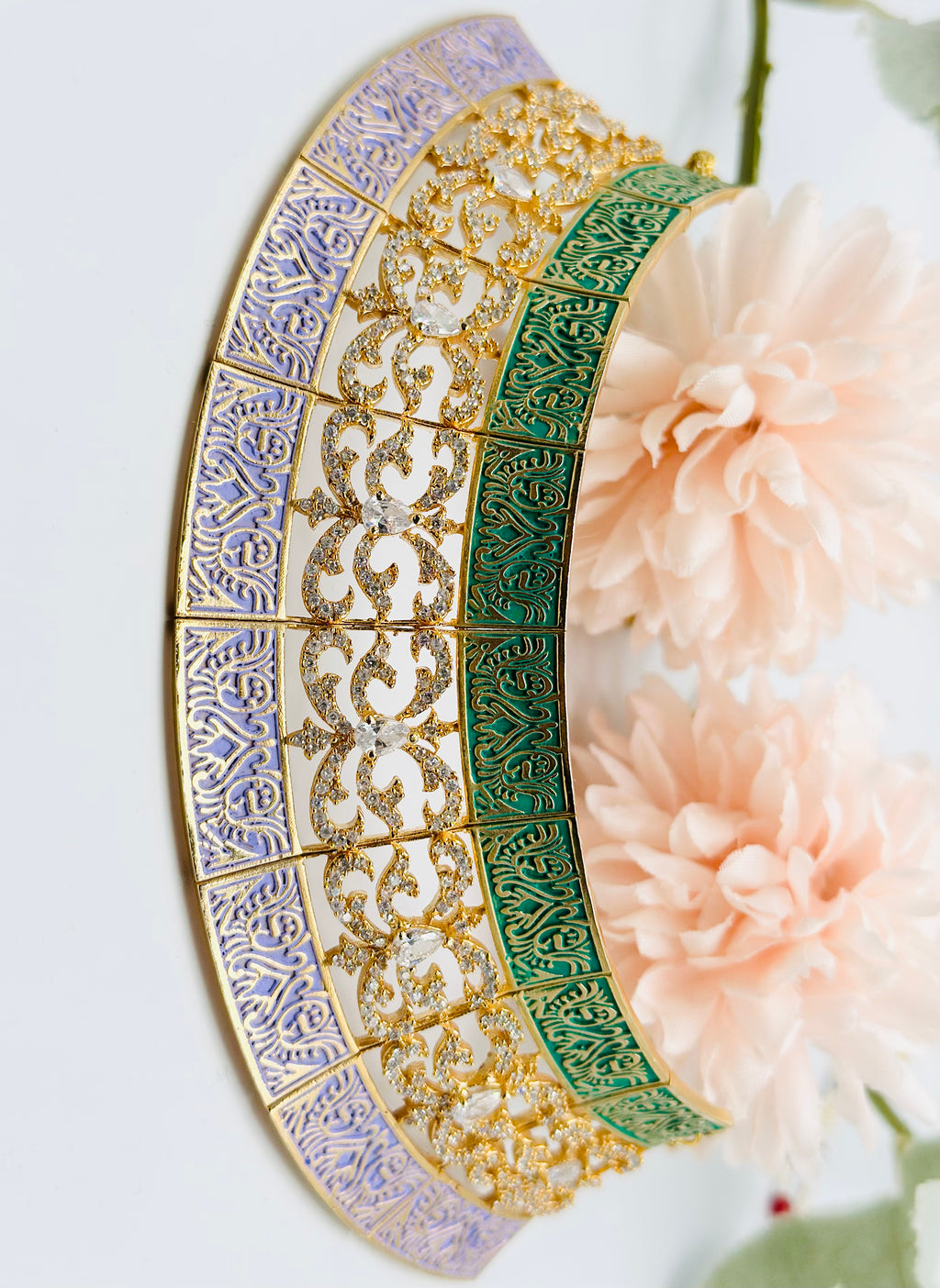 Nyra Diamond Necklace With Meenakari Earings  | Simzdesignzz|