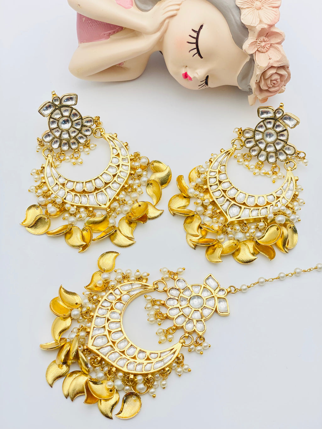Peepal-Patti Pachi Kundan Earrings | Simzdesignzz |