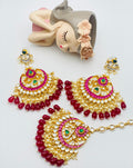Maroon Pachi Kundan Earrings-Tikka Set | Simzdesignzz |