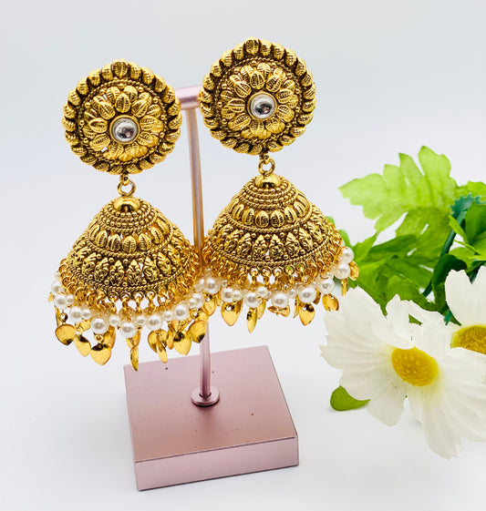 Lightweight Handcrafted Jhumki Earrings | 1Gm Gold | Simzdesignzz |