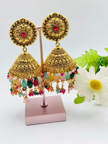 Lightweight Handcrafted Jhumki Earrings | 1Gm Gold | Simzdesignzz |