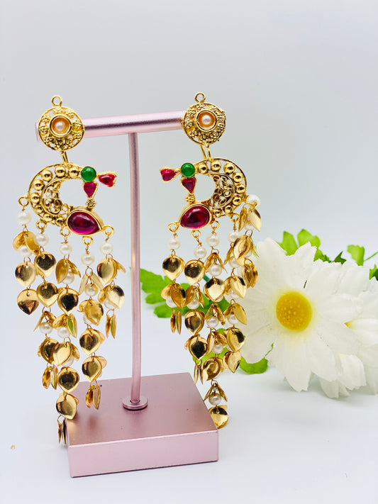 1Gm Gold-Plated Peacock Earrings With Ruby Stones | Lightweight | Simzdesignz |