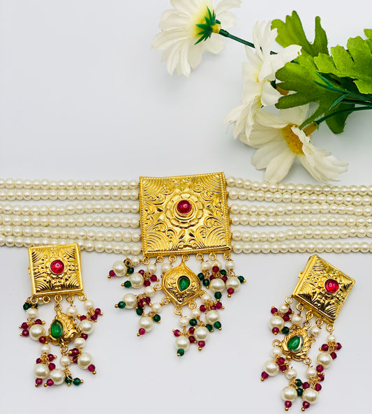 1GM Gold-Plated Choker Necklace Set | Simzdesignz |