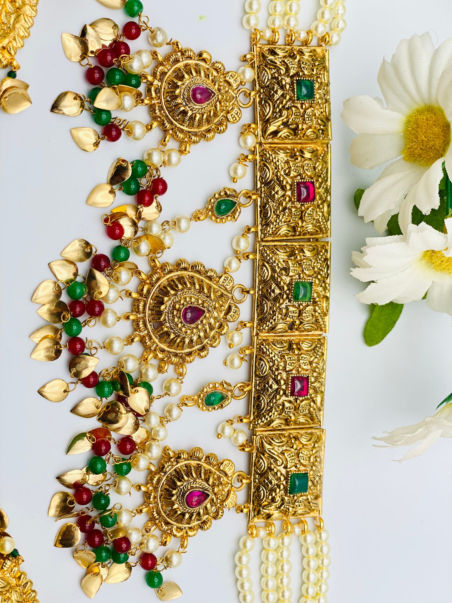1GM Gold | Bridal | Semi-Bridal Gold-Plated Necklace Set (Square Shape| Oval Shape ) | Simzdesignz |