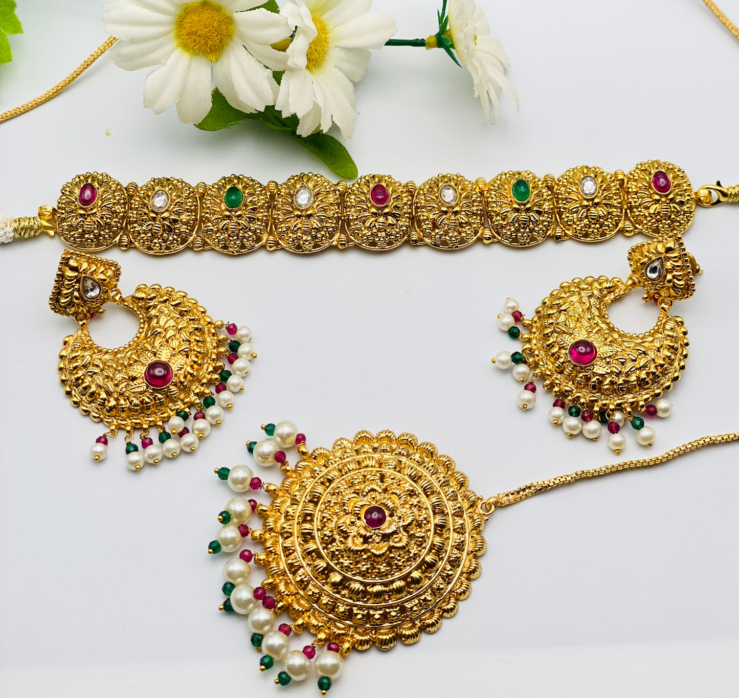 Traditional Gold-Plated Choker  Necklace Set | Simzdesignz | 1GM  |