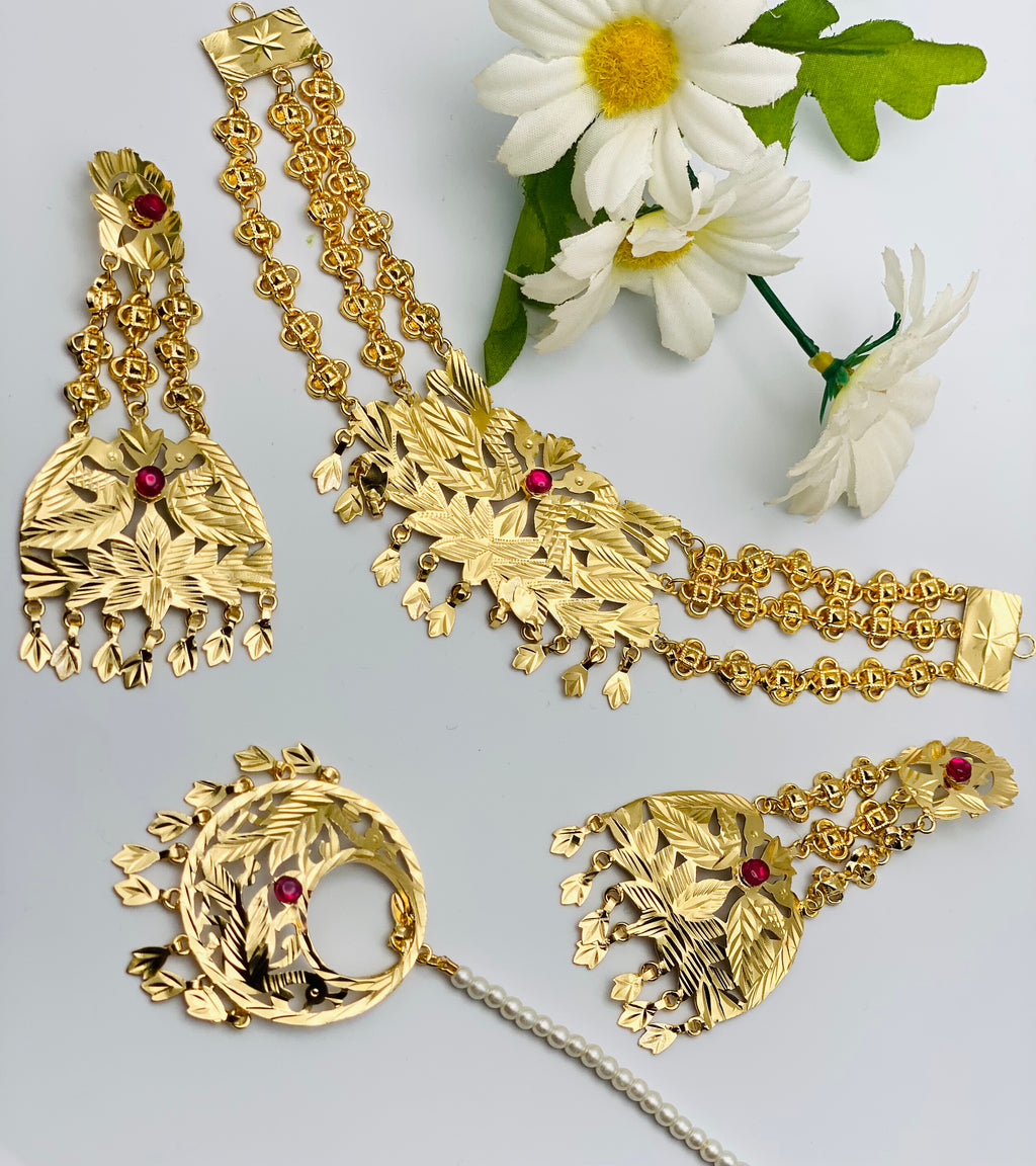 Beautiful Morni-shaped Necklace Set | Simzdesignz | 1GM GOLD