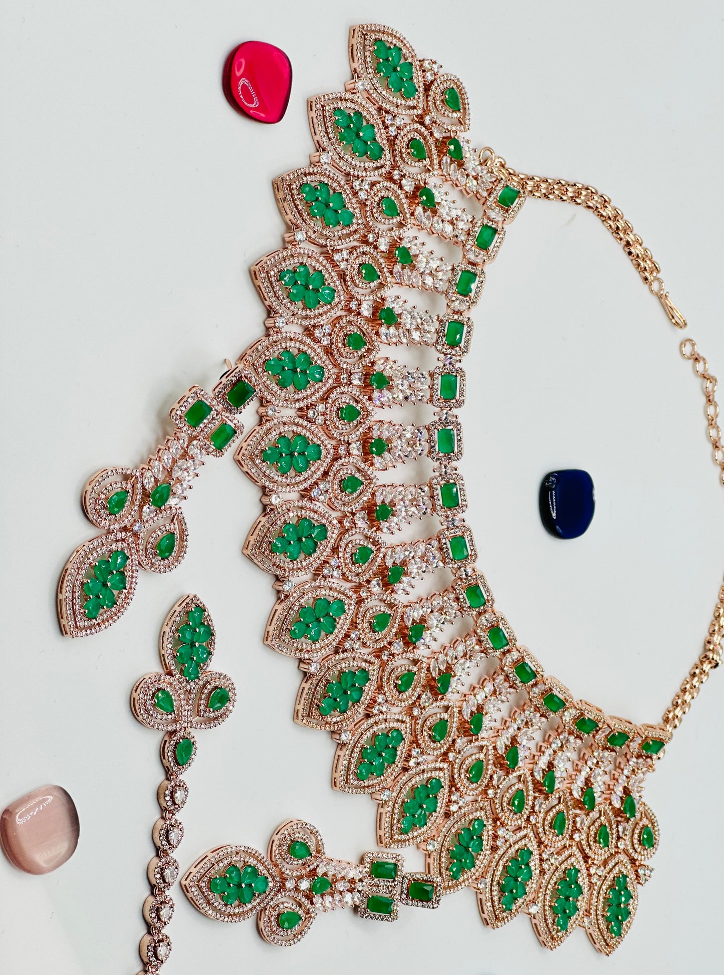 Rehmat Reception Styled American  Diamond Necklace Set | Simzdesignzz |