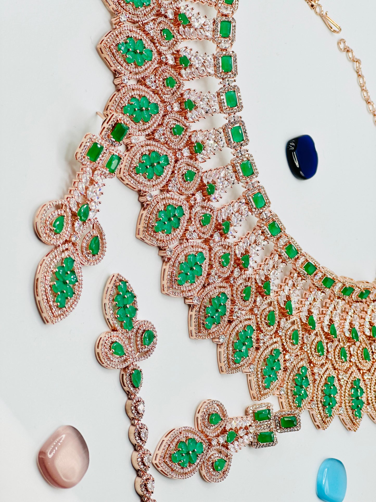 Rehmat Reception Styled American  Diamond Necklace Set | Simzdesignzz |