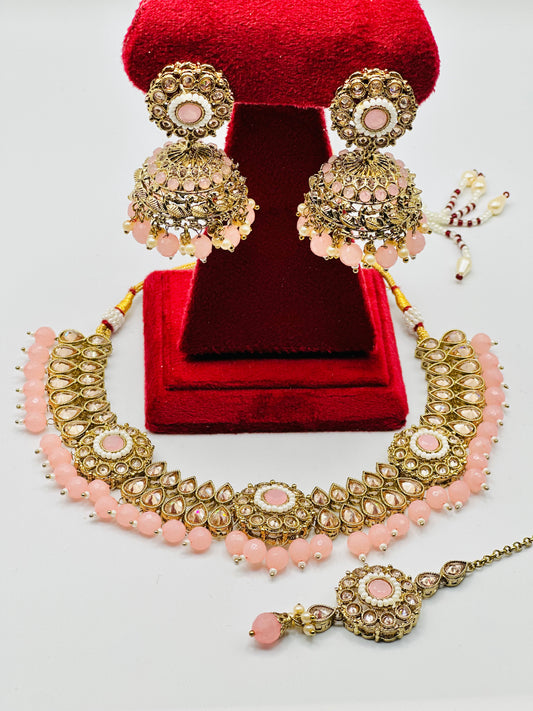 Sejal Polki Necklace with Jhumki And Tikka | Simzdesignzz |