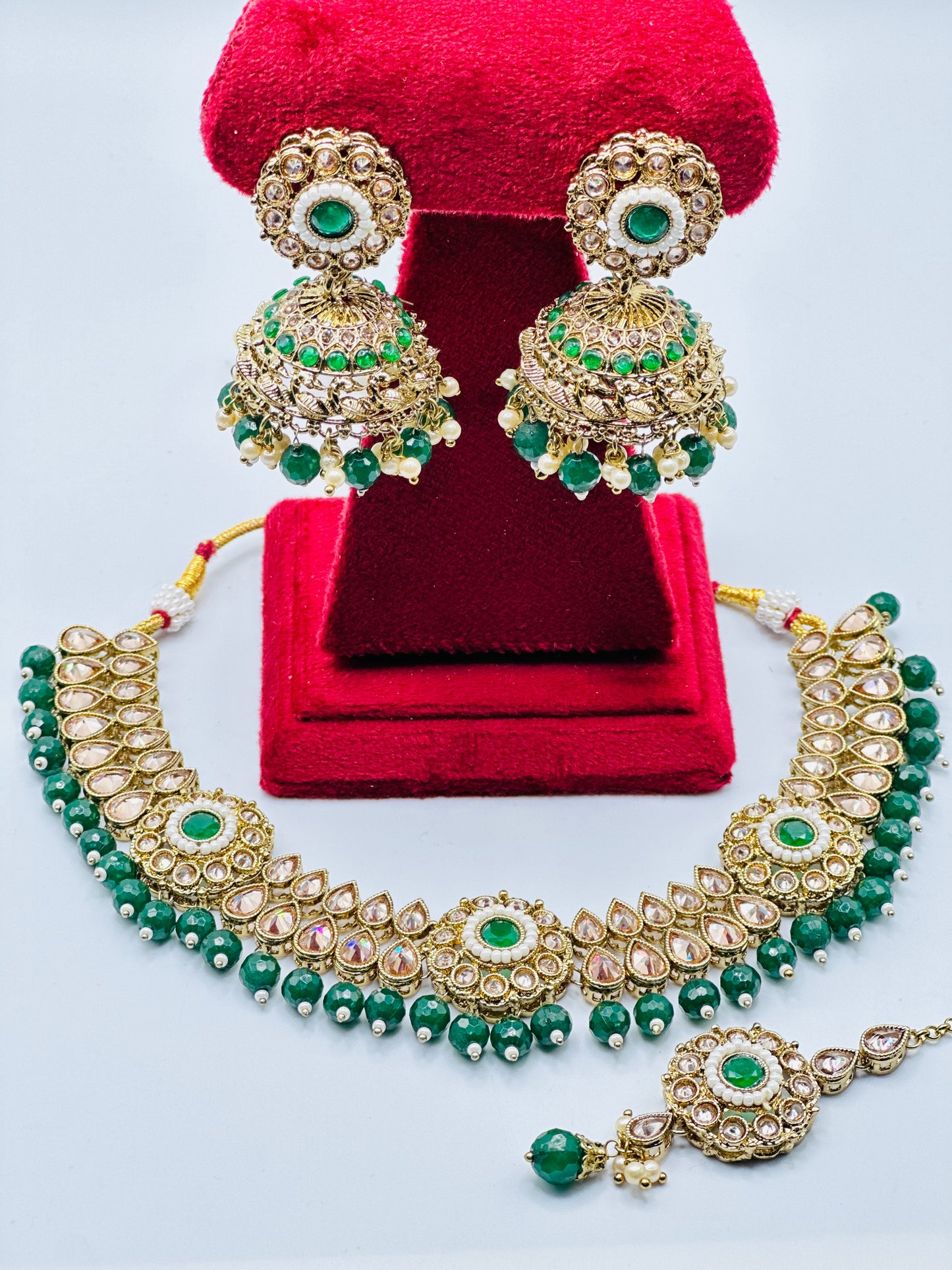 Sejal Polki Necklace with Jhumki And Tikka | Simzdesignzz |