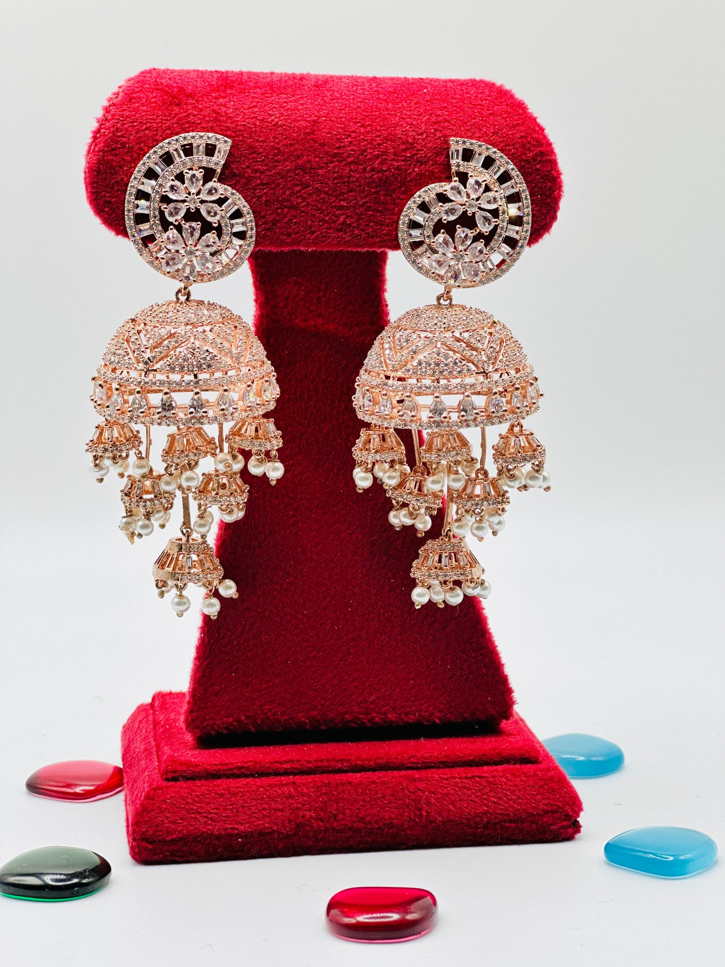 American Diamond Elegant Jhumki Earrings | Simzdesignzz |