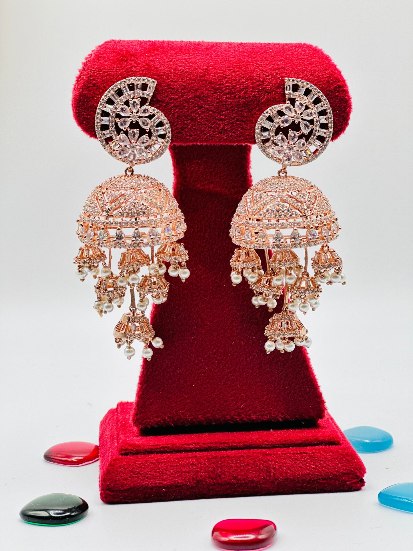 American Diamond Elegant Jhumki Earrings | Simzdesignzz |